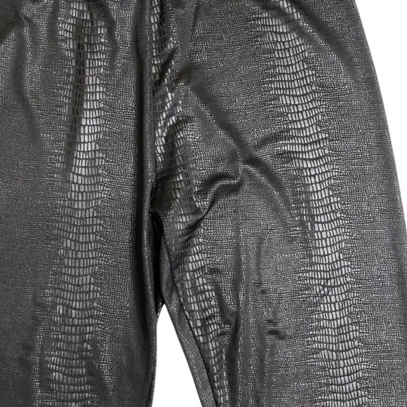 Zara Reptile Print Leggings Black Medium - Picture 2 of 4